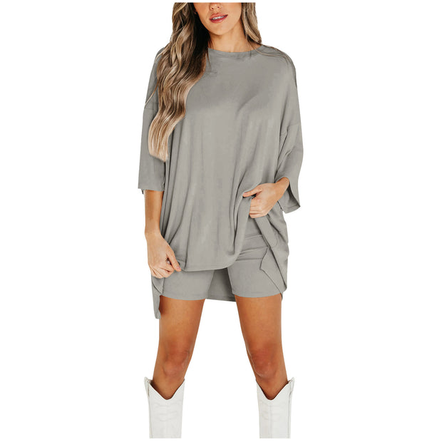 Summer Shorts Suit for Women – Loose Short-Sleeved T-Shirt & Slim Tight Pants | Fresh & Sweet Style