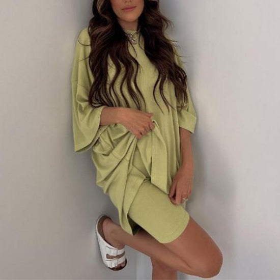 Summer Shorts Suit for Women – Loose Short-Sleeved T-Shirt & Slim Tight Pants | Fresh & Sweet Style