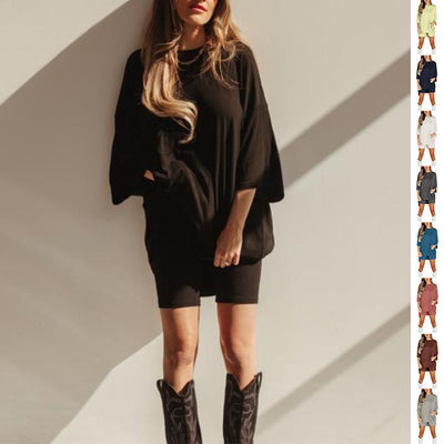 Summer Shorts Suit for Women – Loose Short-Sleeved T-Shirt & Slim Tight Pants | Fresh & Sweet Style