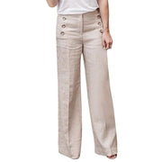 Button Wide Leg Pants for Women – Casual Cotton High Waist Loose Trousers | Comfortable & Stylish