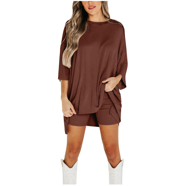 Summer Shorts Suit for Women – Loose Short-Sleeved T-Shirt & Slim Tight Pants | Fresh & Sweet Style