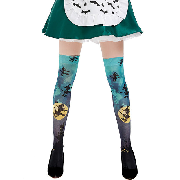 Halloween Cosplay Stockings – Colorful Costume Socks for Parties & Dress-Up | Soft Polyester Spandex, 68cm Long