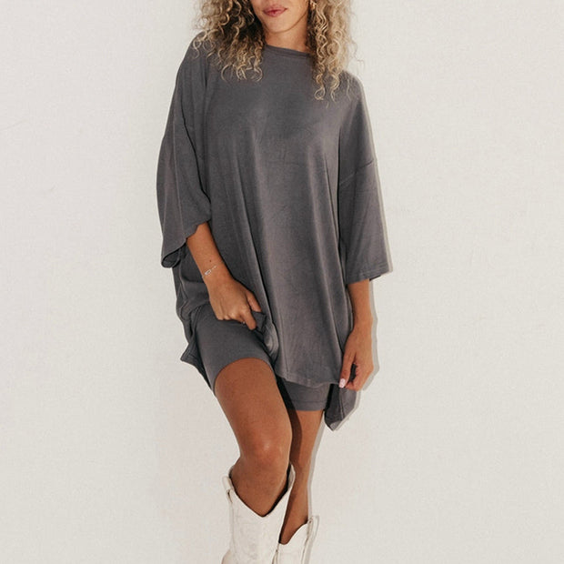Summer Shorts Suit for Women – Loose Short-Sleeved T-Shirt & Slim Tight Pants | Fresh & Sweet Style