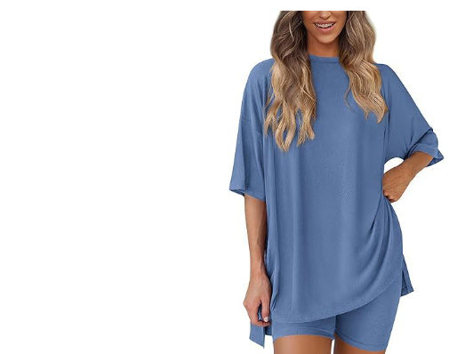 Summer Shorts Suit for Women – Loose Short-Sleeved T-Shirt & Slim Tight Pants | Fresh & Sweet Style