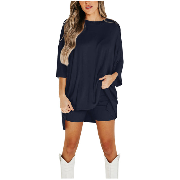 Summer Shorts Suit for Women – Loose Short-Sleeved T-Shirt & Slim Tight Pants | Fresh & Sweet Style